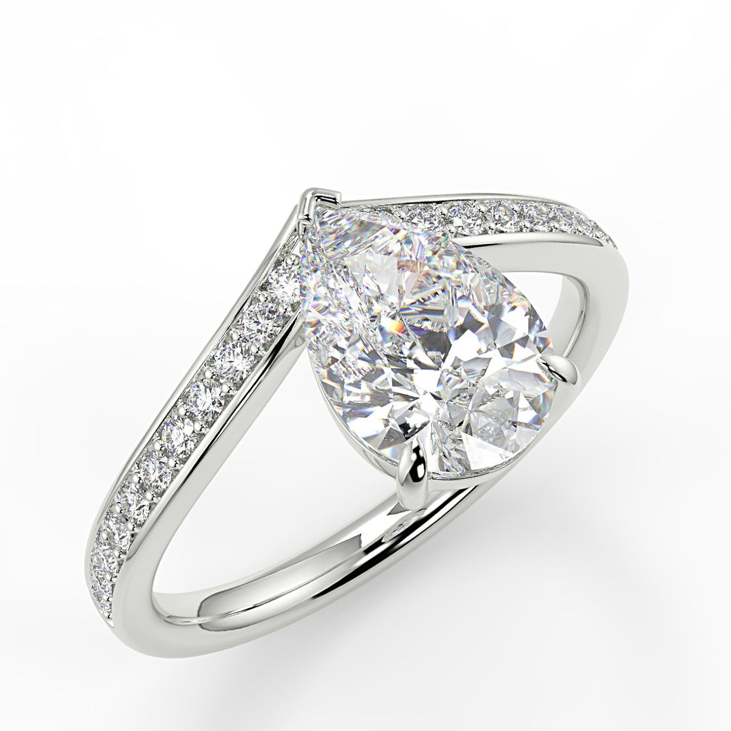 Stunning 1.35 CT Pear Moissanite Engagement Ring with Tiara Design 5
