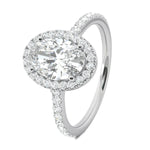 Stunning 0.5 CT Oval Moissanite Stones Engagement Ring In Halo & Pave Design 2