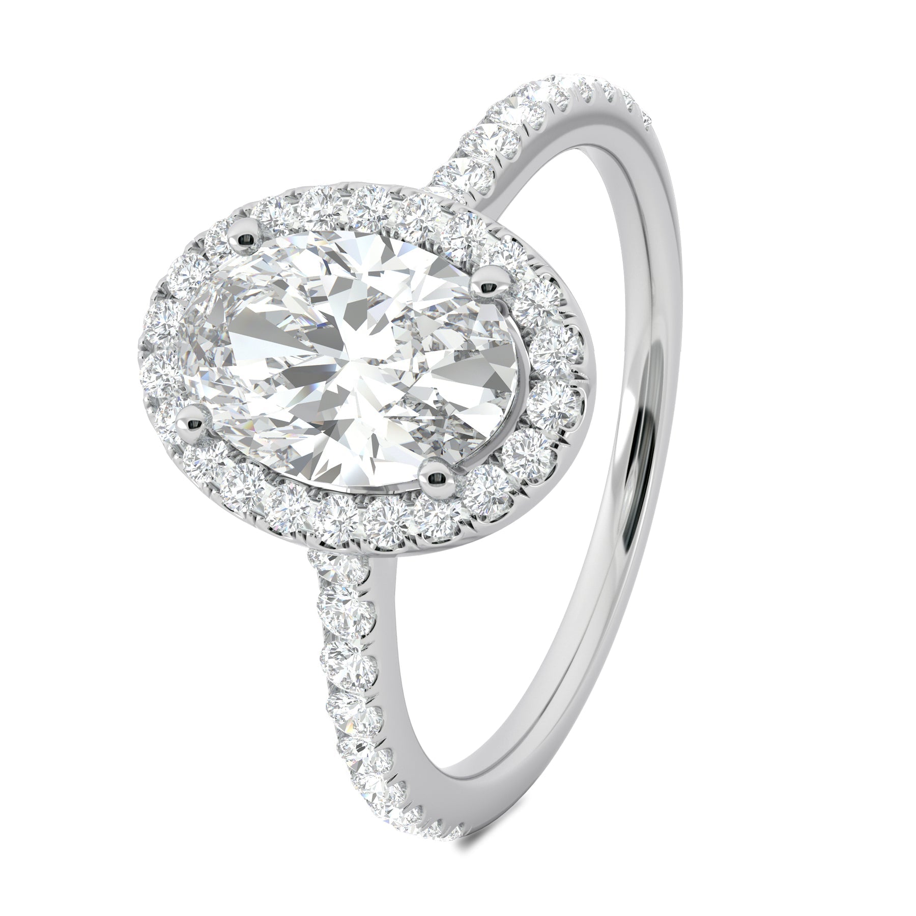 Stunning 0.5 CT Oval Moissanite Stones Engagement Ring In Halo & Pave Design 2