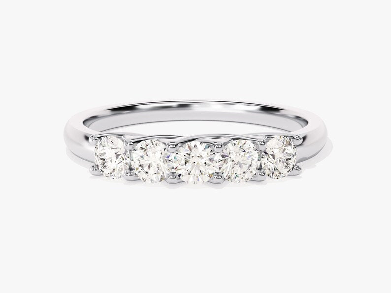 Stunning 0.55 CT Round Moissanite Stones Half Stone Wedding Band 2