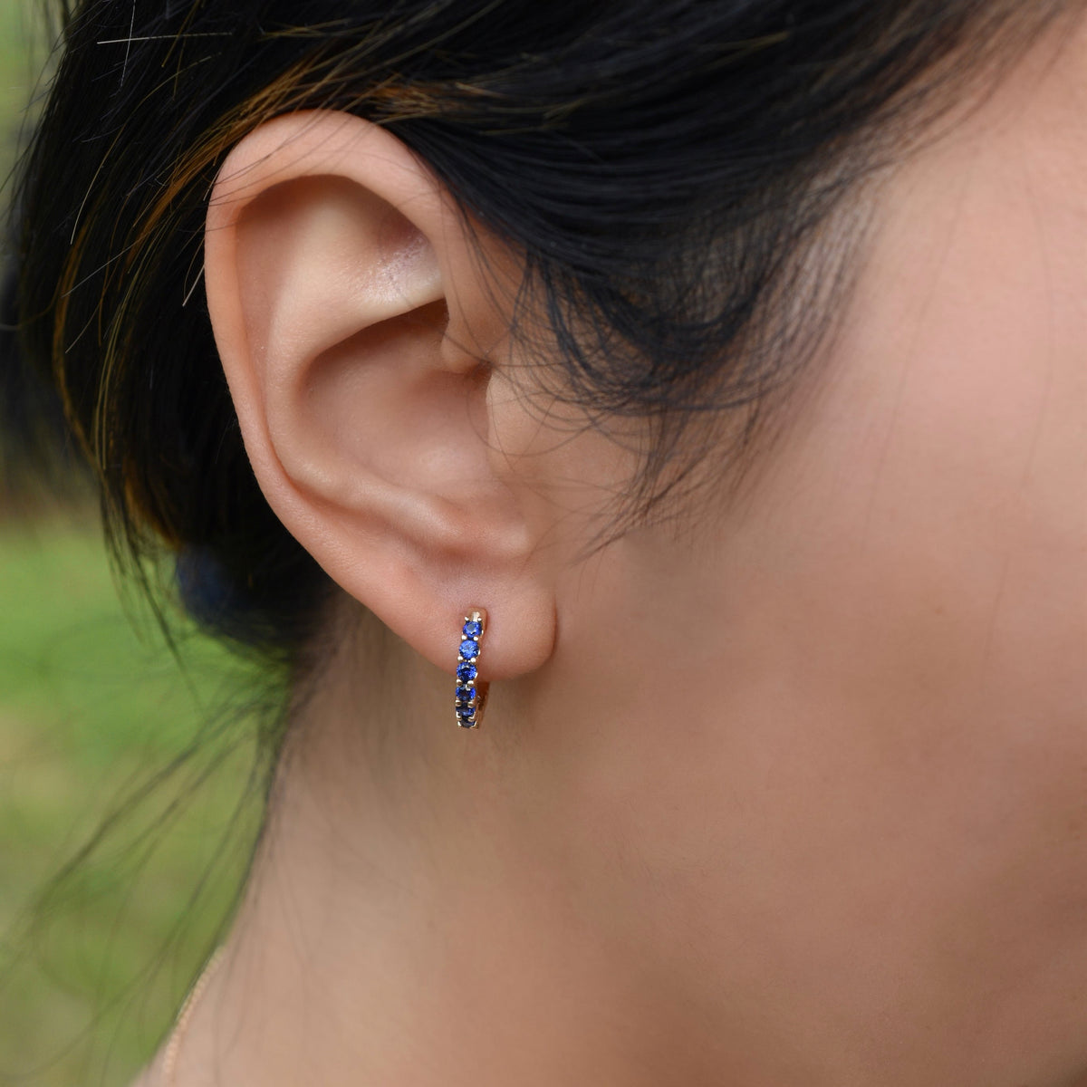 1.08 TCW Round Aquamarine Lab Made Diamond- March Birthstone Hoops 11