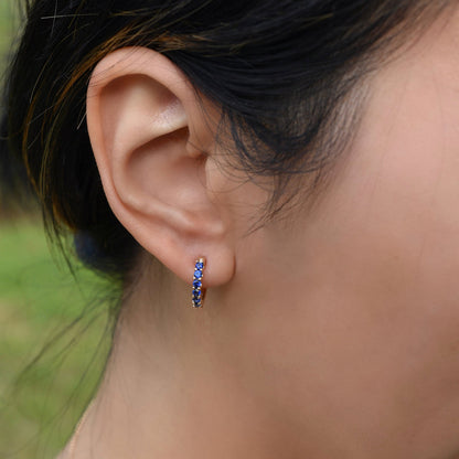 1.08 TCW Round Aquamarine Lab Made Diamond- March Birthstone Hoops 11