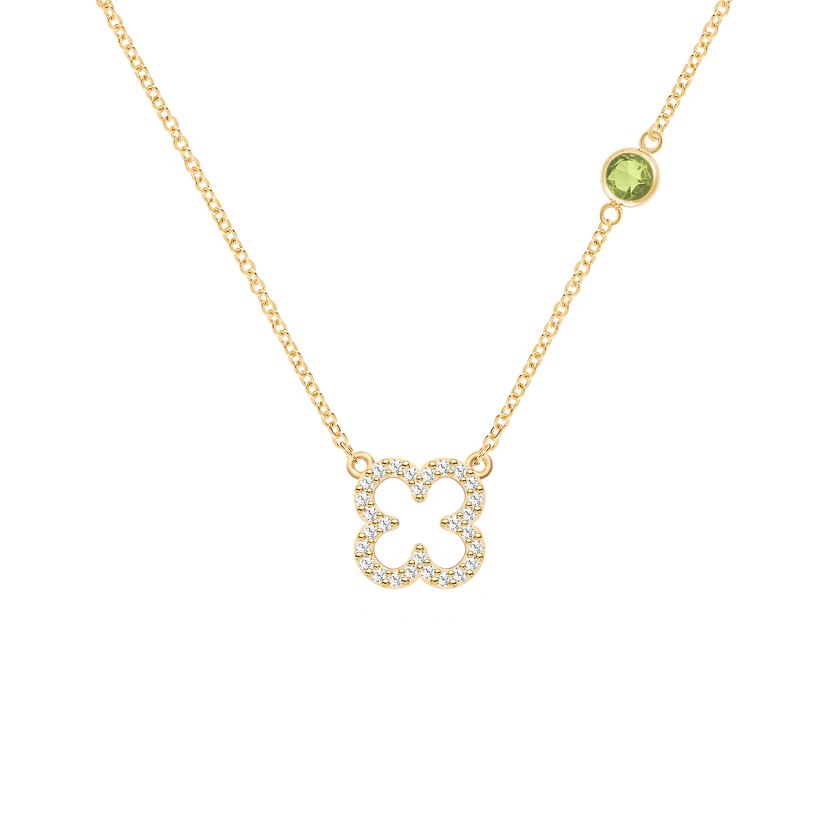 0.25 CT Round Peridot Lab Made Diamond- August Birthstone Necklace 1