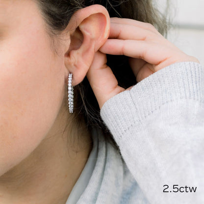 1.0 TCW Round Cut Moissanite Prong Set Inside Out Hoops Earrings in Gold 5