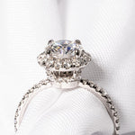 Stunning 1.0 CT Round Shape Moissanite Engagement Ring with Halo & Pave Design 3