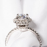 Stunning 1.0 CT Round Shape Moissanite Engagement Ring with Halo & Pave Design 3