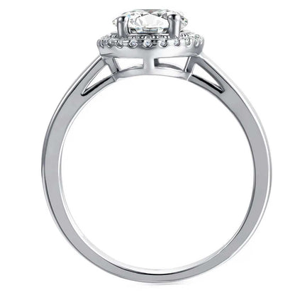 Round Cut Halo Style Cubic Zirconia in 925 Sterling Silver Ring 5