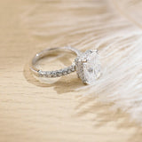 Stunning 3.0 CT Radiant Moissanite Engagement Ring with Pave & Hidden Halo Design 8