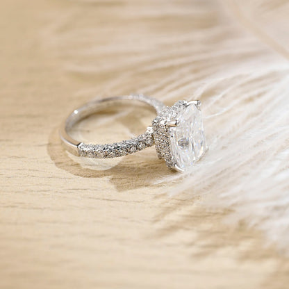 Stunning 3.0 CT Radiant Moissanite Engagement Ring with Pave & Hidden Halo Design 8