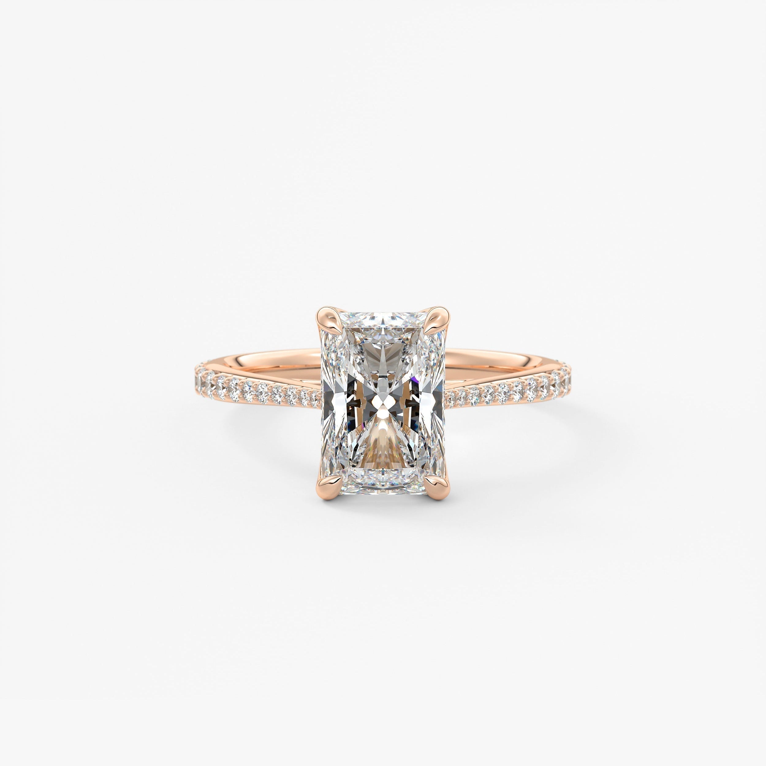 Radiant Pave Cathedral Lab Grown Diamond Engagement Ring