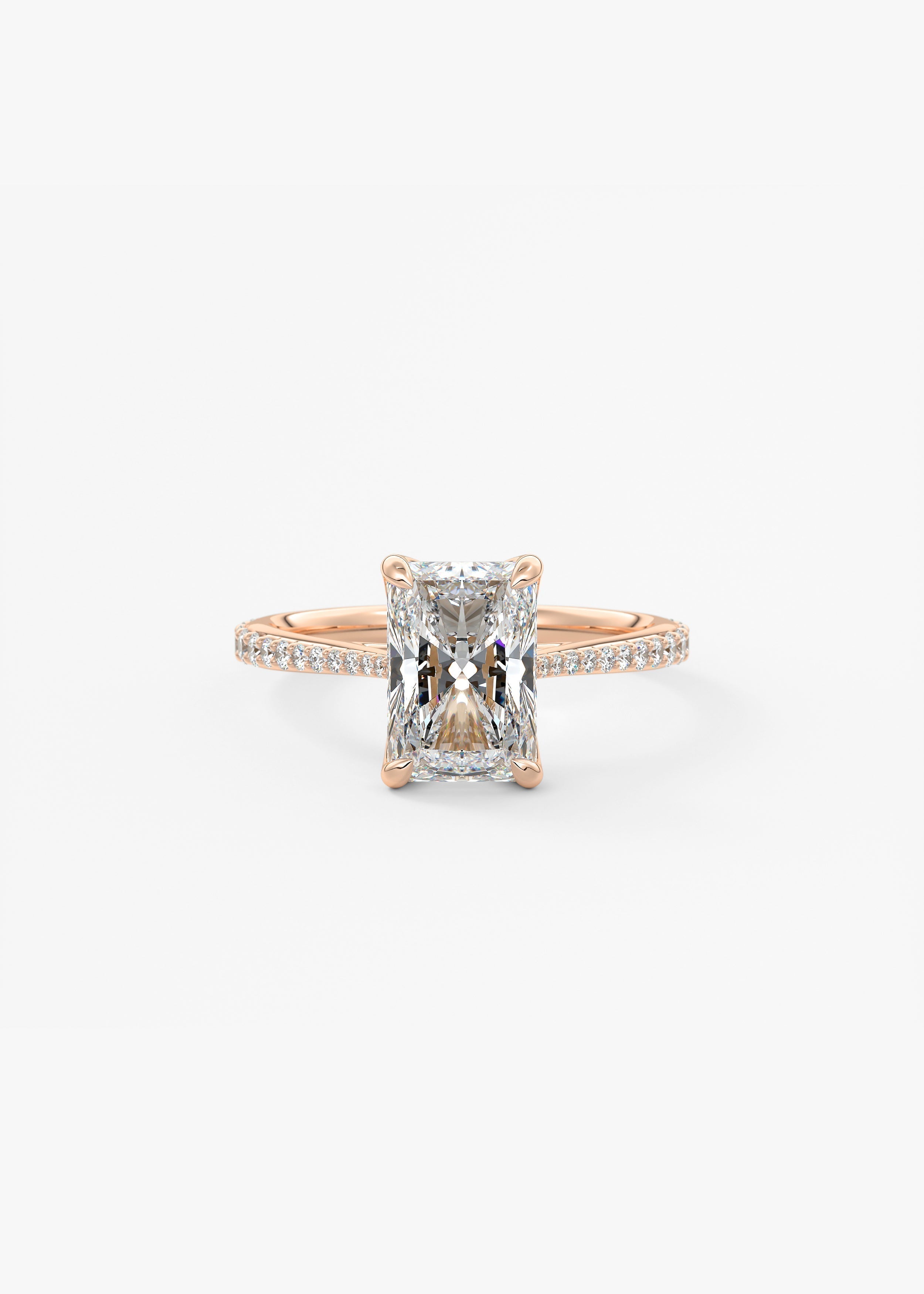 Radiant Pave Cathedral Lab Grown Diamond Engagement Ring