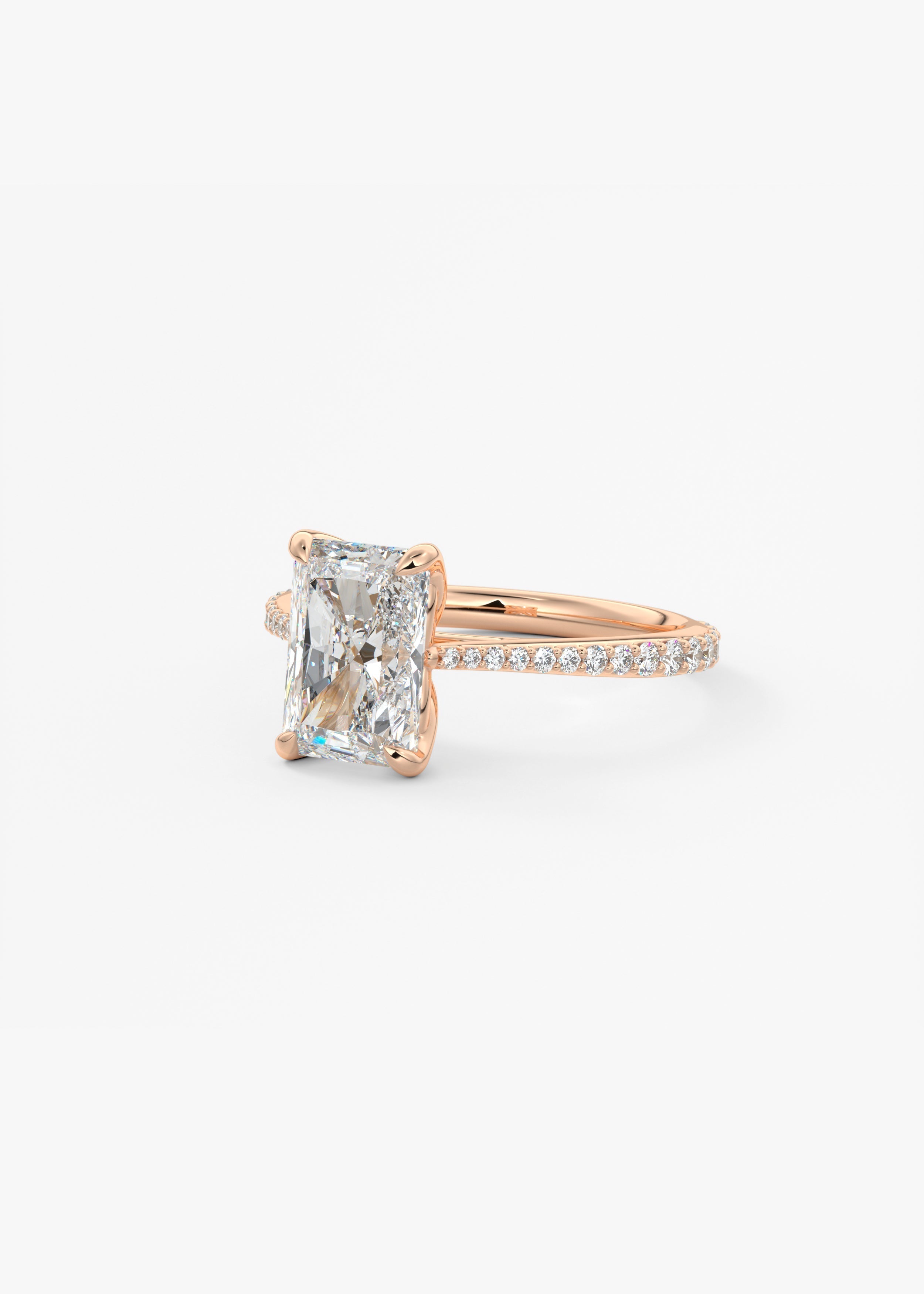 Radiant Pave Cathedral Lab Grown Diamond Engagement Ring