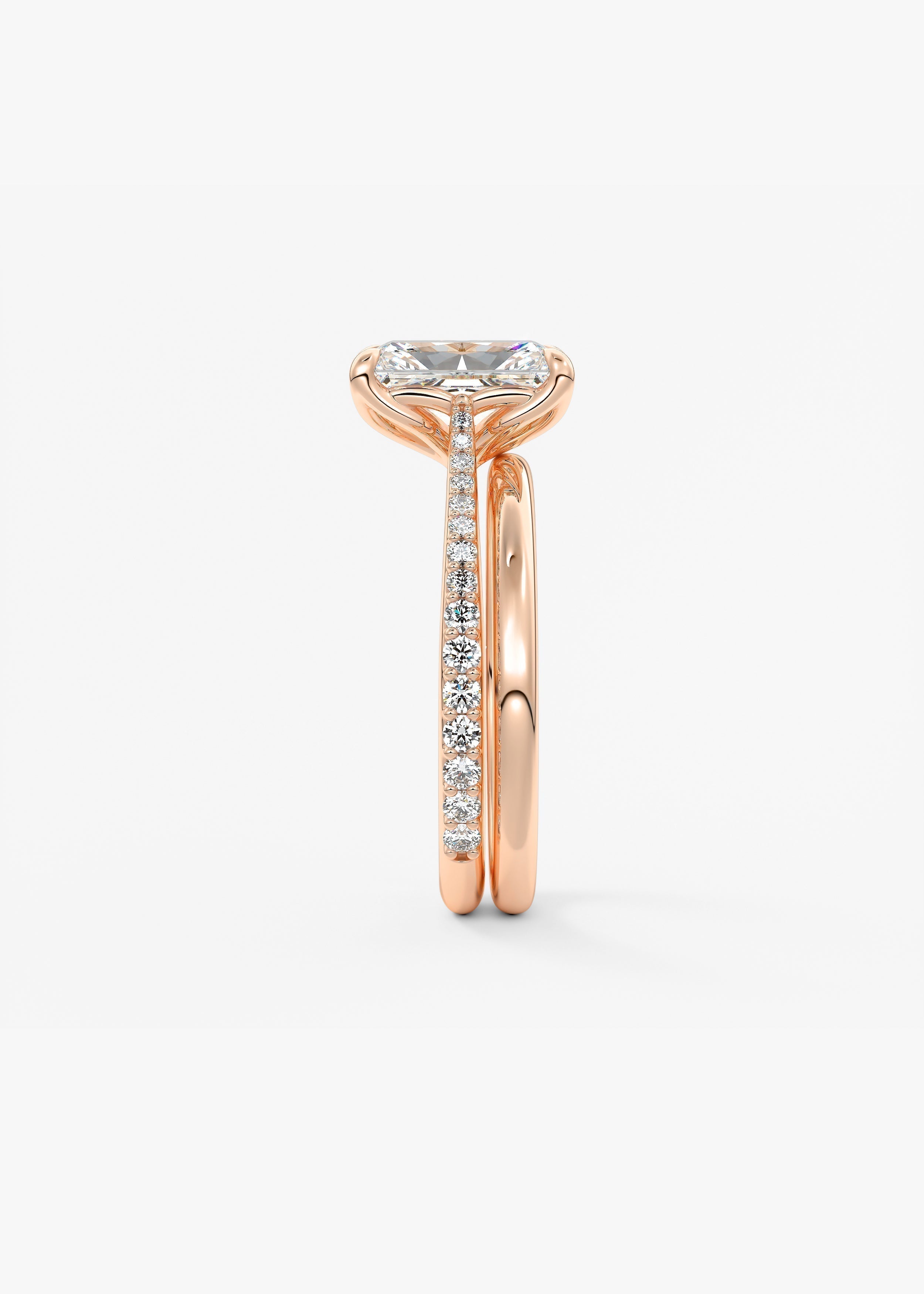 Radiant Pave Cathedral Lab Grown Diamond Engagement Ring