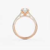 Radiant Pave Cathedral Lab Grown Diamond Engagement Ring