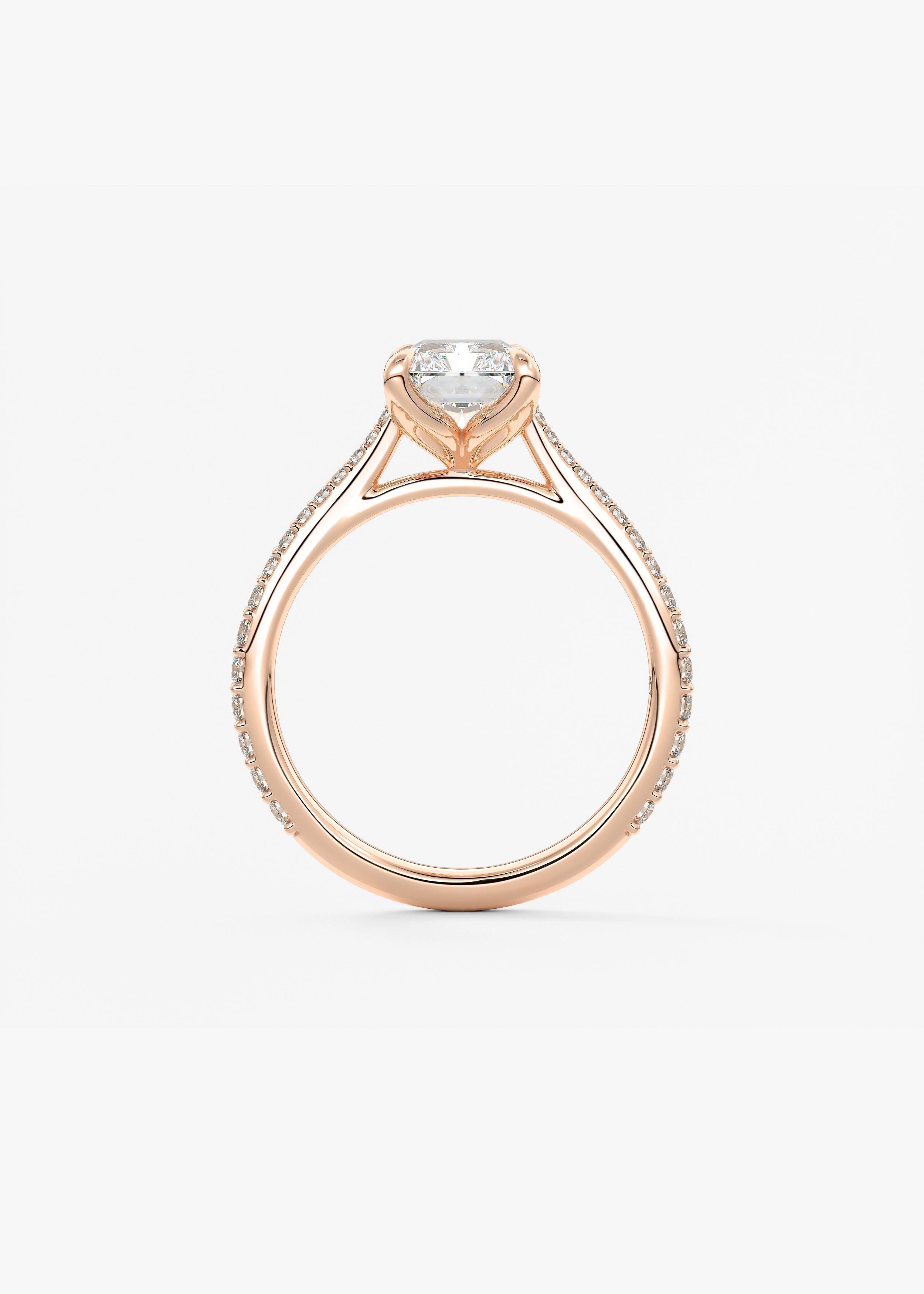 Radiant Pave Cathedral Lab Grown Diamond Engagement Ring