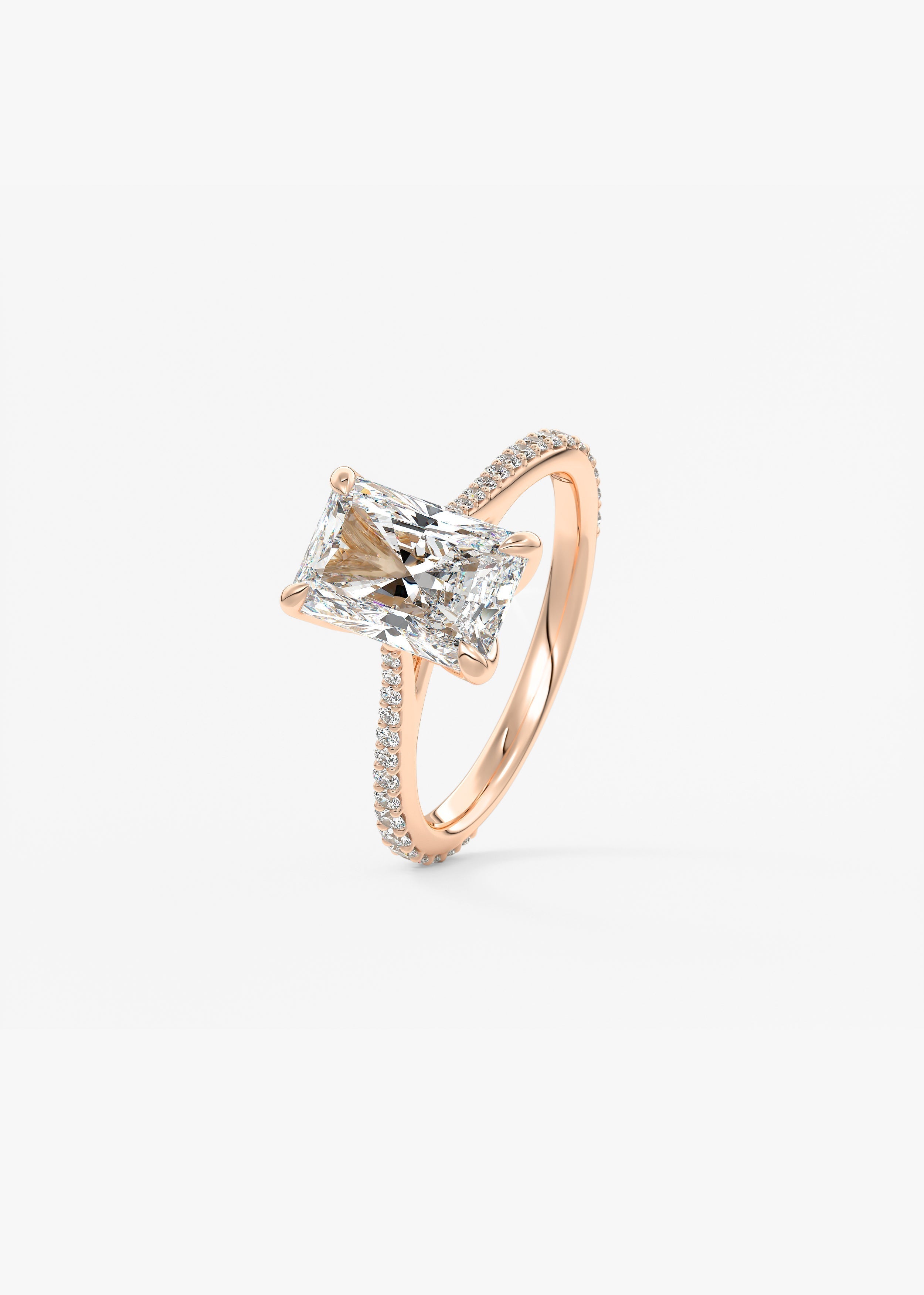Radiant Pave Cathedral Lab Grown Diamond Engagement Ring