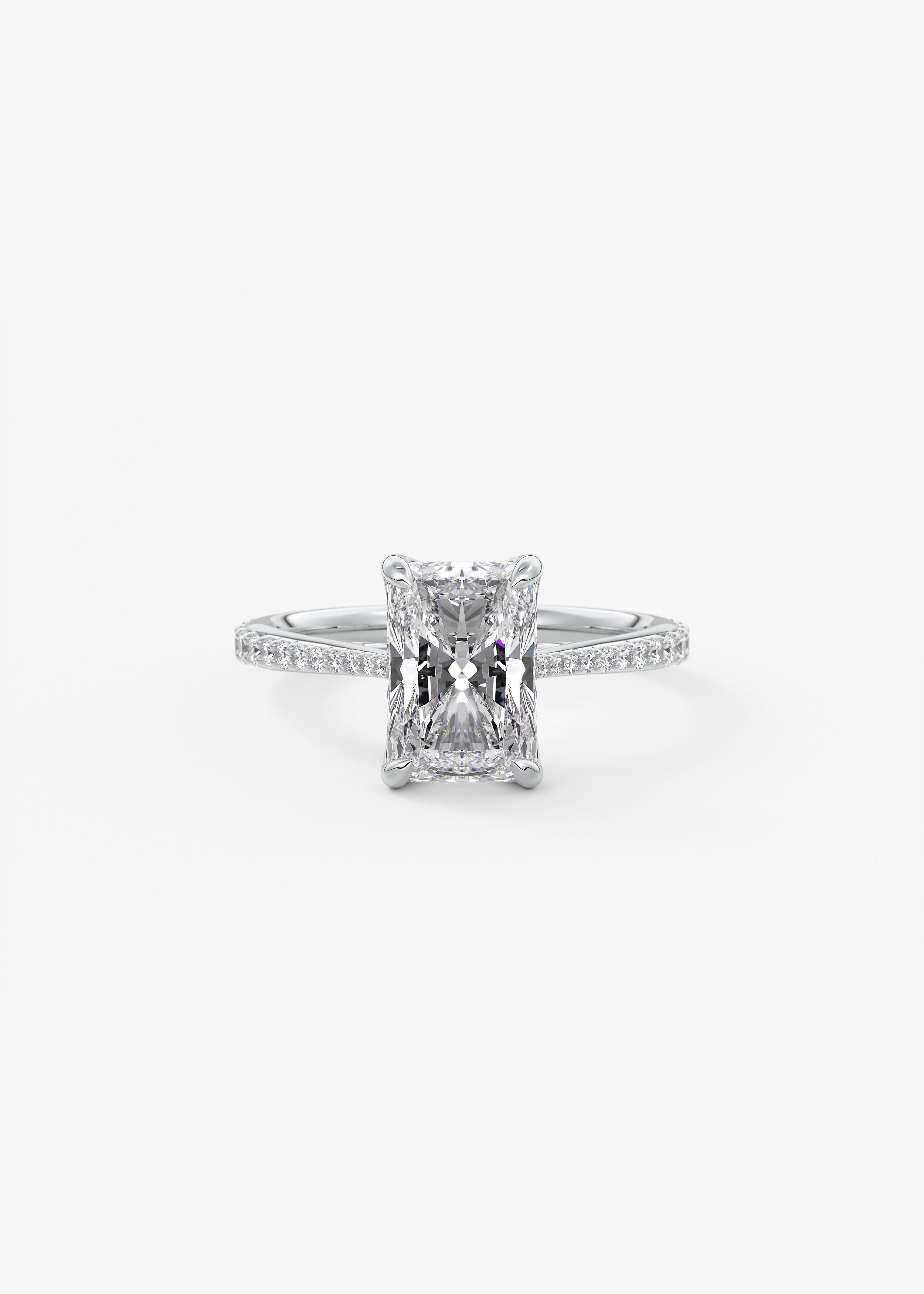 Radiant Pave Cathedral Lab Grown Diamond Engagement Ring