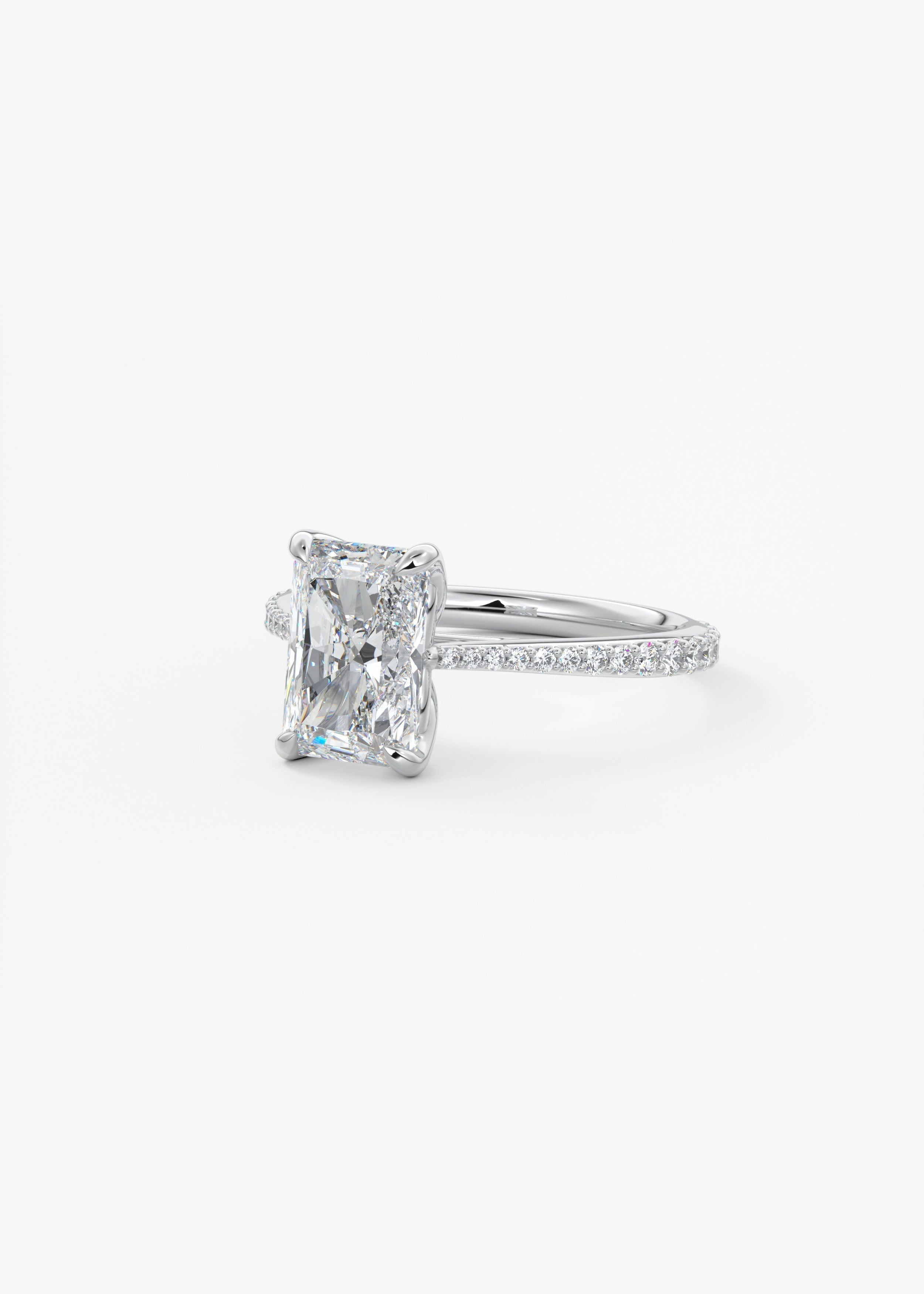 Radiant Pave Cathedral Lab Grown Diamond Engagement Ring