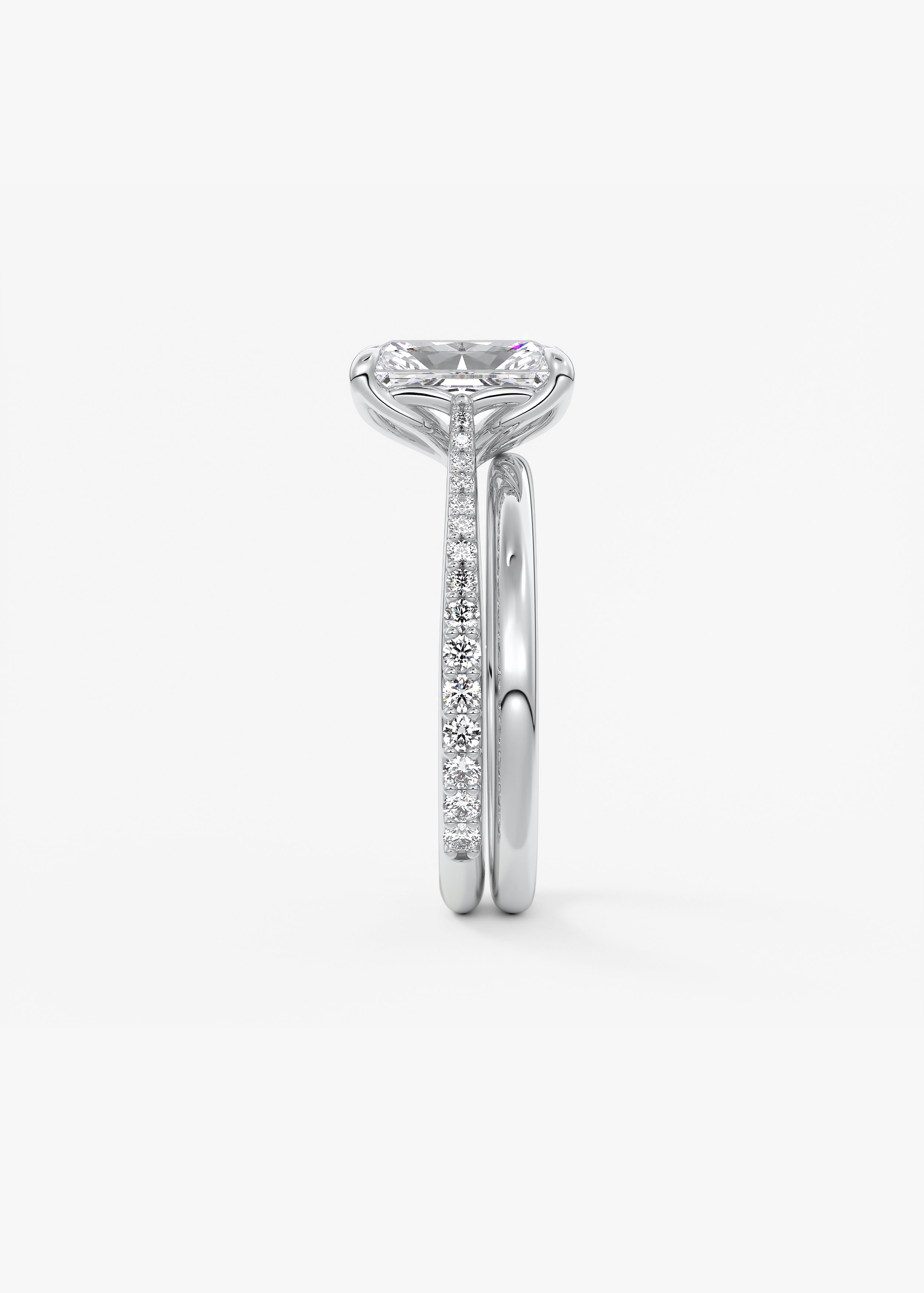 Radiant Pave Cathedral Lab Grown Diamond Engagement Ring