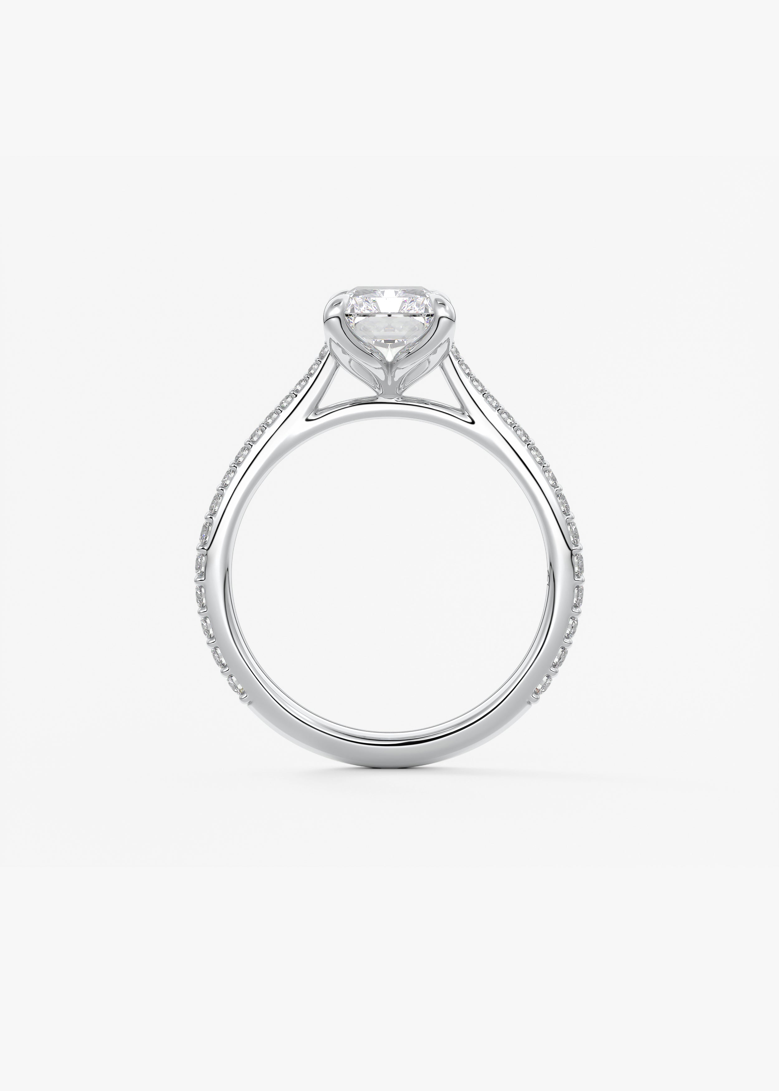Radiant Pave Cathedral Lab Grown Diamond Engagement Ring