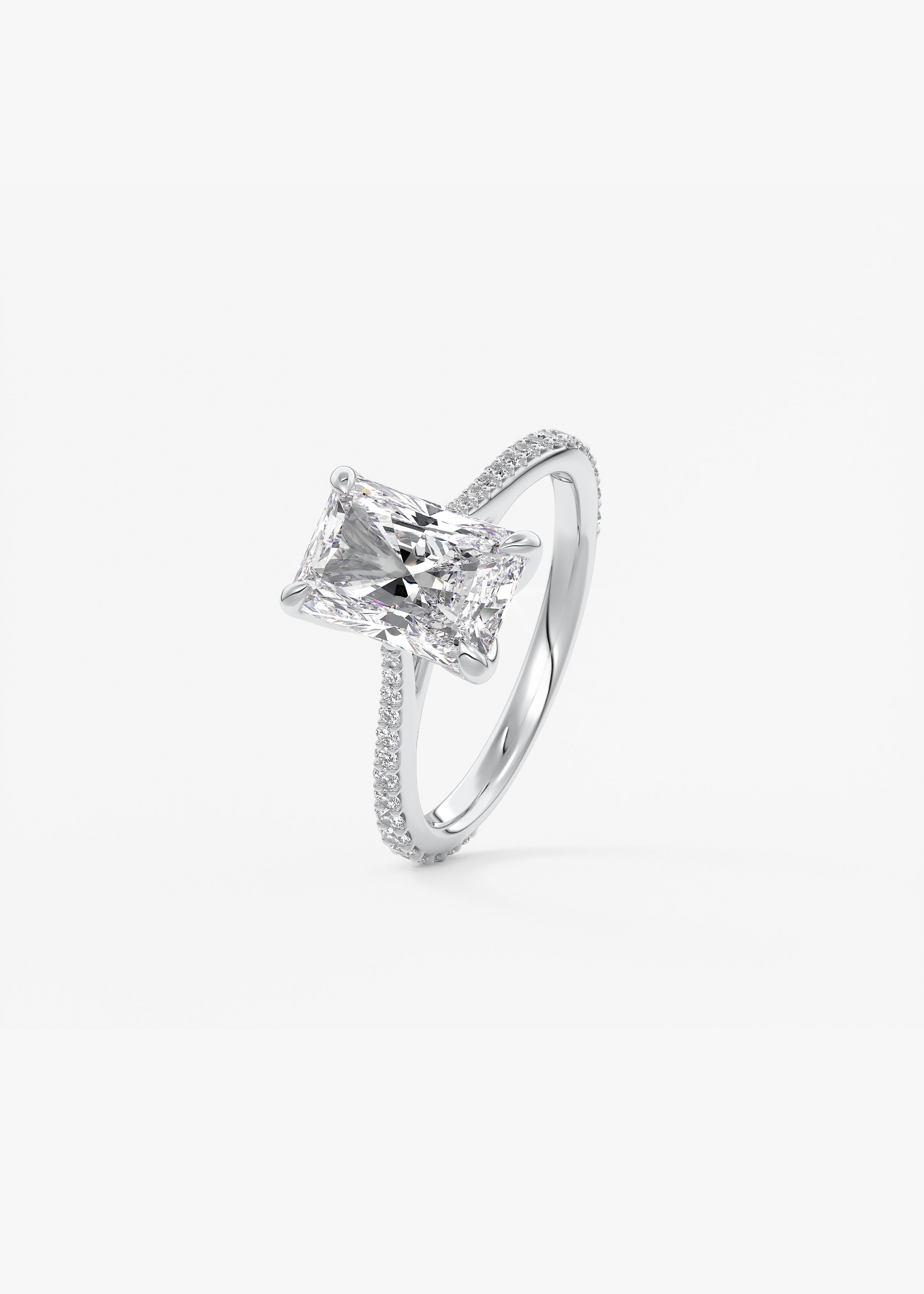 Radiant Pave Cathedral Lab Grown Diamond Engagement Ring