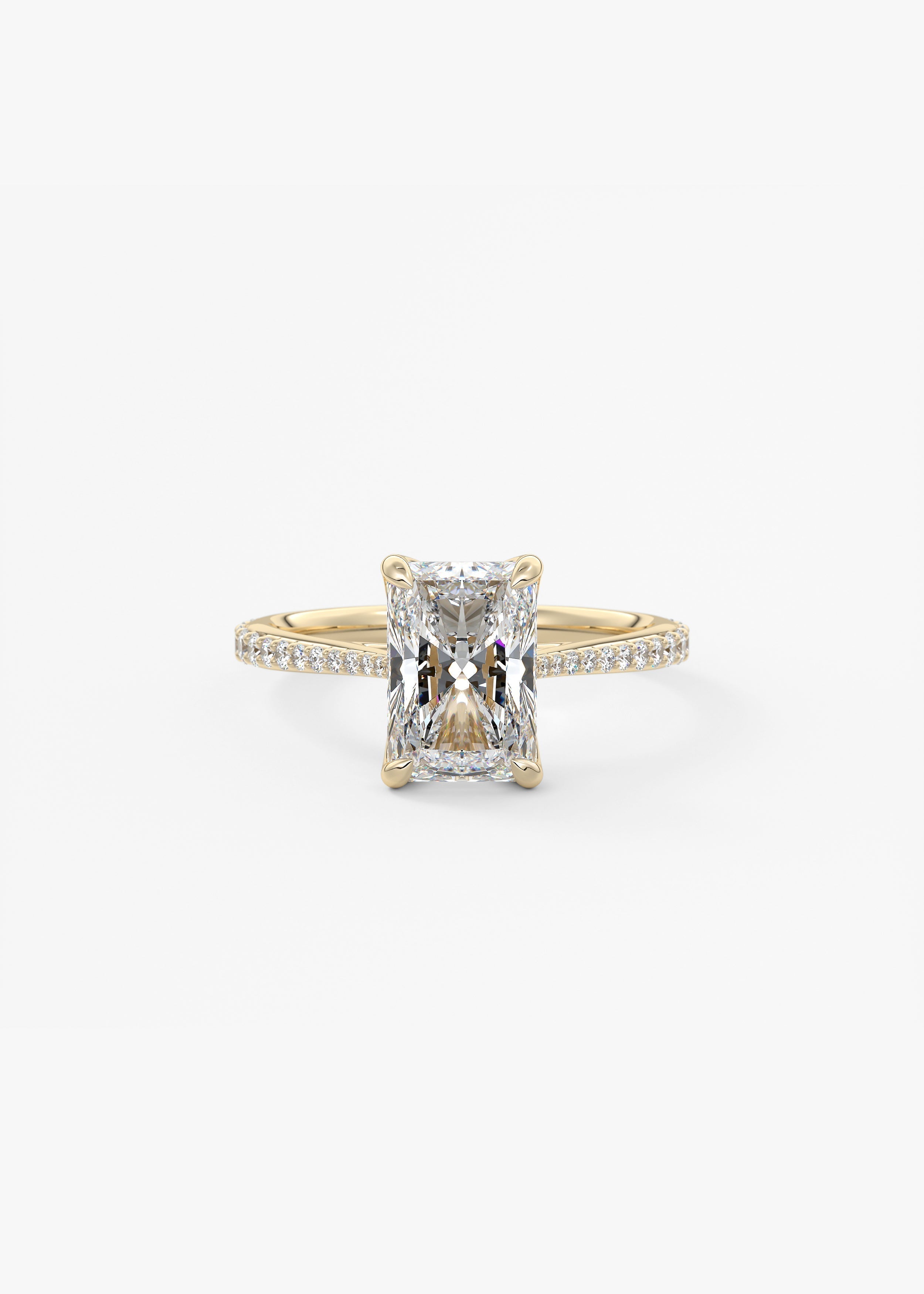 Radiant Pave Cathedral Lab Grown Diamond Engagement Ring