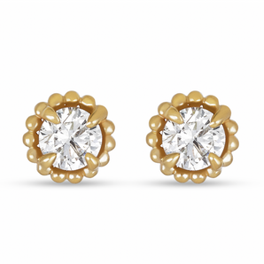 2.0 TCW Round Cut Moissanite Solitaire Stud Earrings in Gold