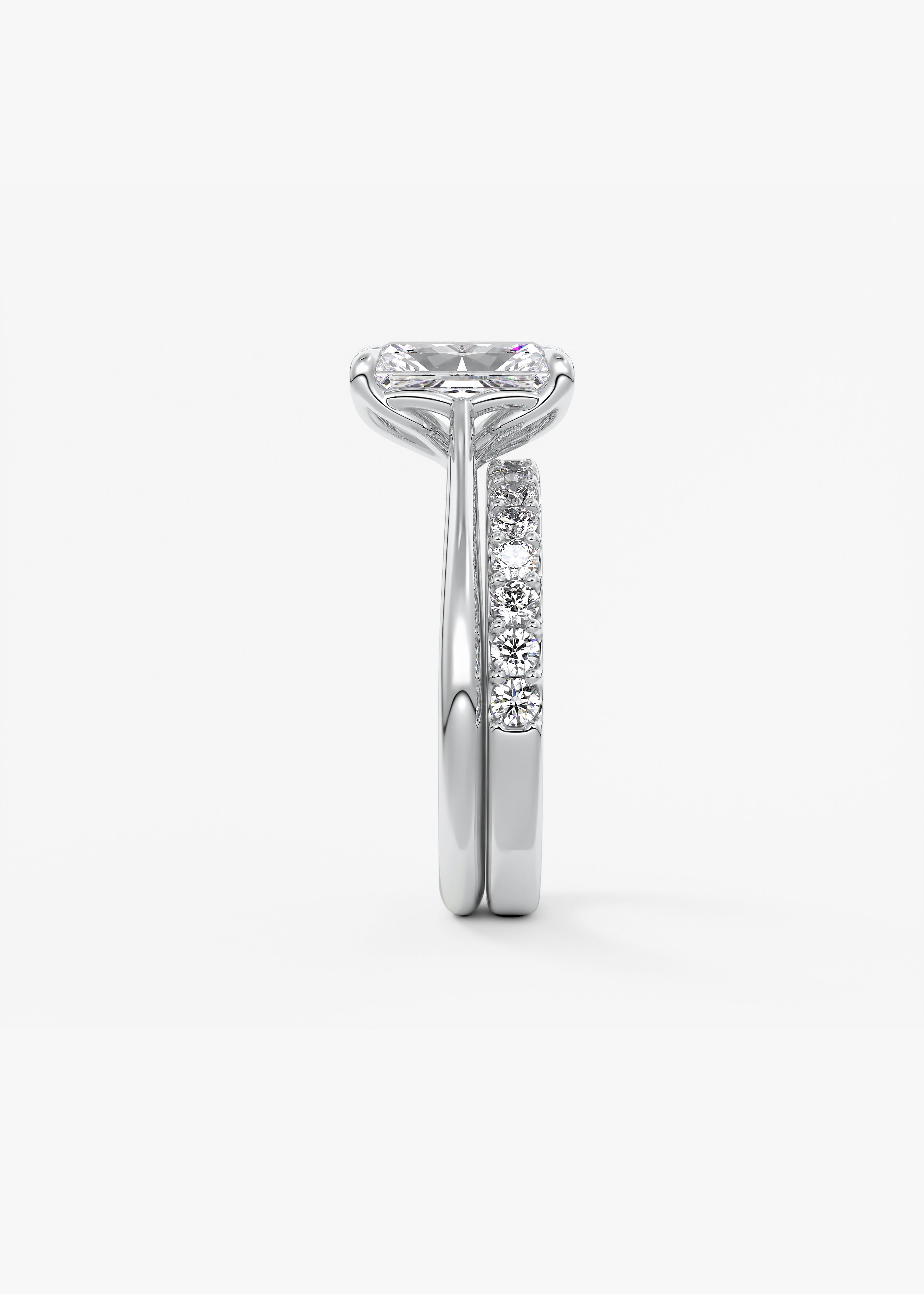 Radiant Solitaire Cathedral Lab Grown Diamond Engagement Ring