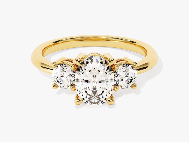 Stunning 1.0-2.0 CT Oval Moissanite Engagement Ring with Tree Stone Design 1