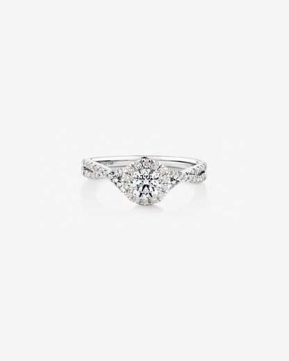 Stunning 0.7 CT Round Moissanite Engagement Ring With Halo & Pave Design 1