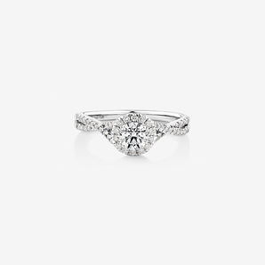 Stunning 0.7 CT Round Moissanite Engagement Ring With Halo & Pave Design