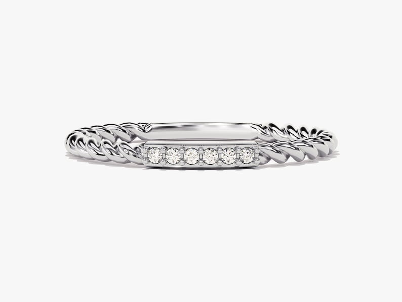 Stunning 0.10 CT Round Moissanite Stones Twisted Wedding Bands 2