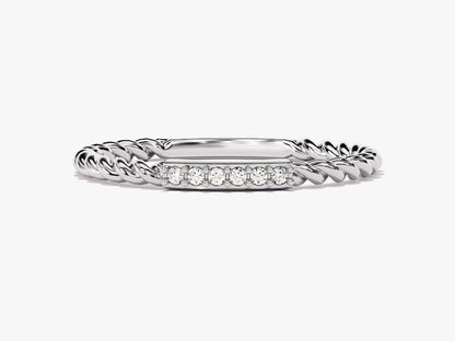 Stunning 0.10 CT Round Moissanite Stones Twisted Wedding Bands 2