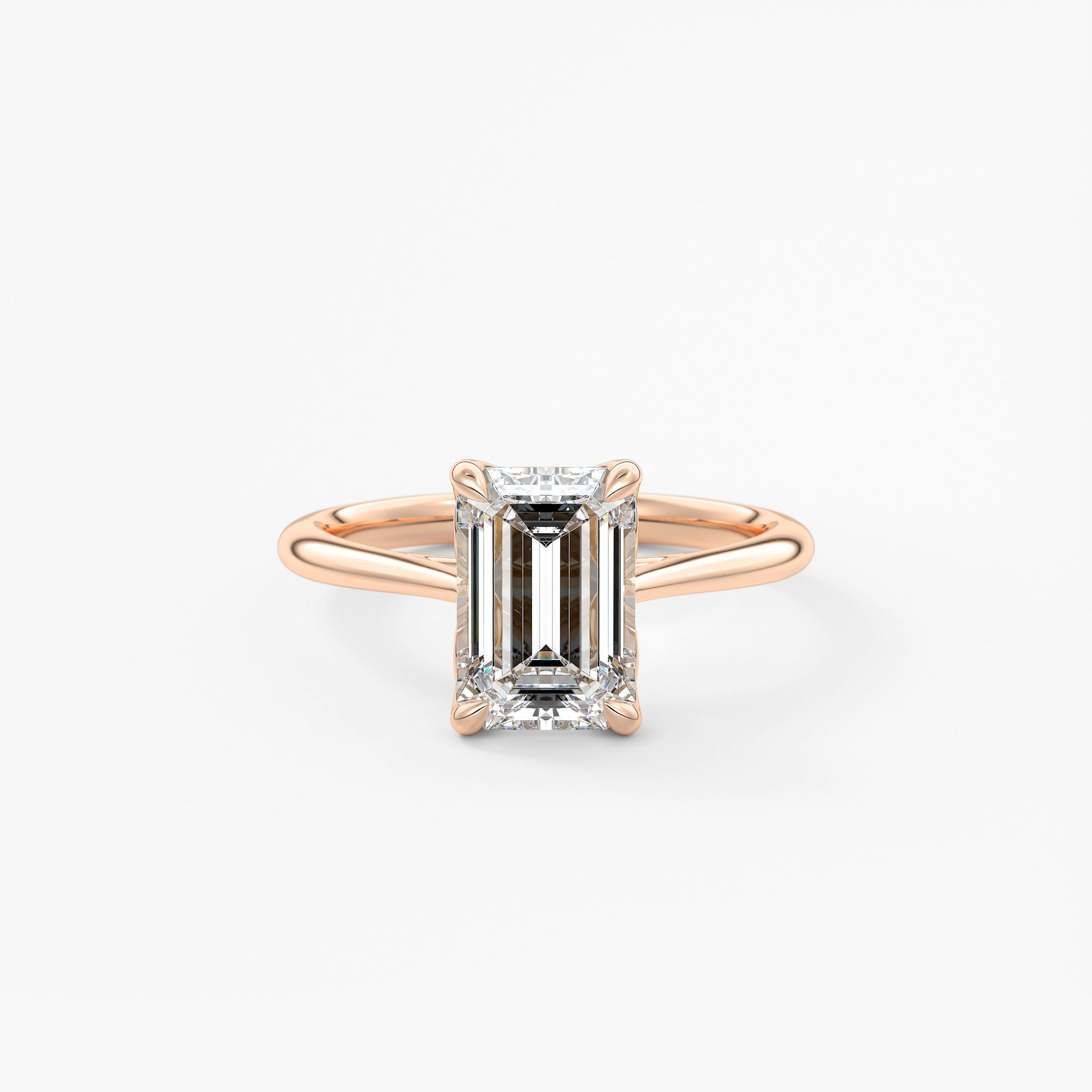Emerald Solitaire Cathedral Lab Grown Diamond Engagement Ring