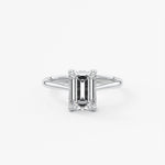 Emerald Solitaire Cathedral Lab Grown Diamond Engagement Ring
