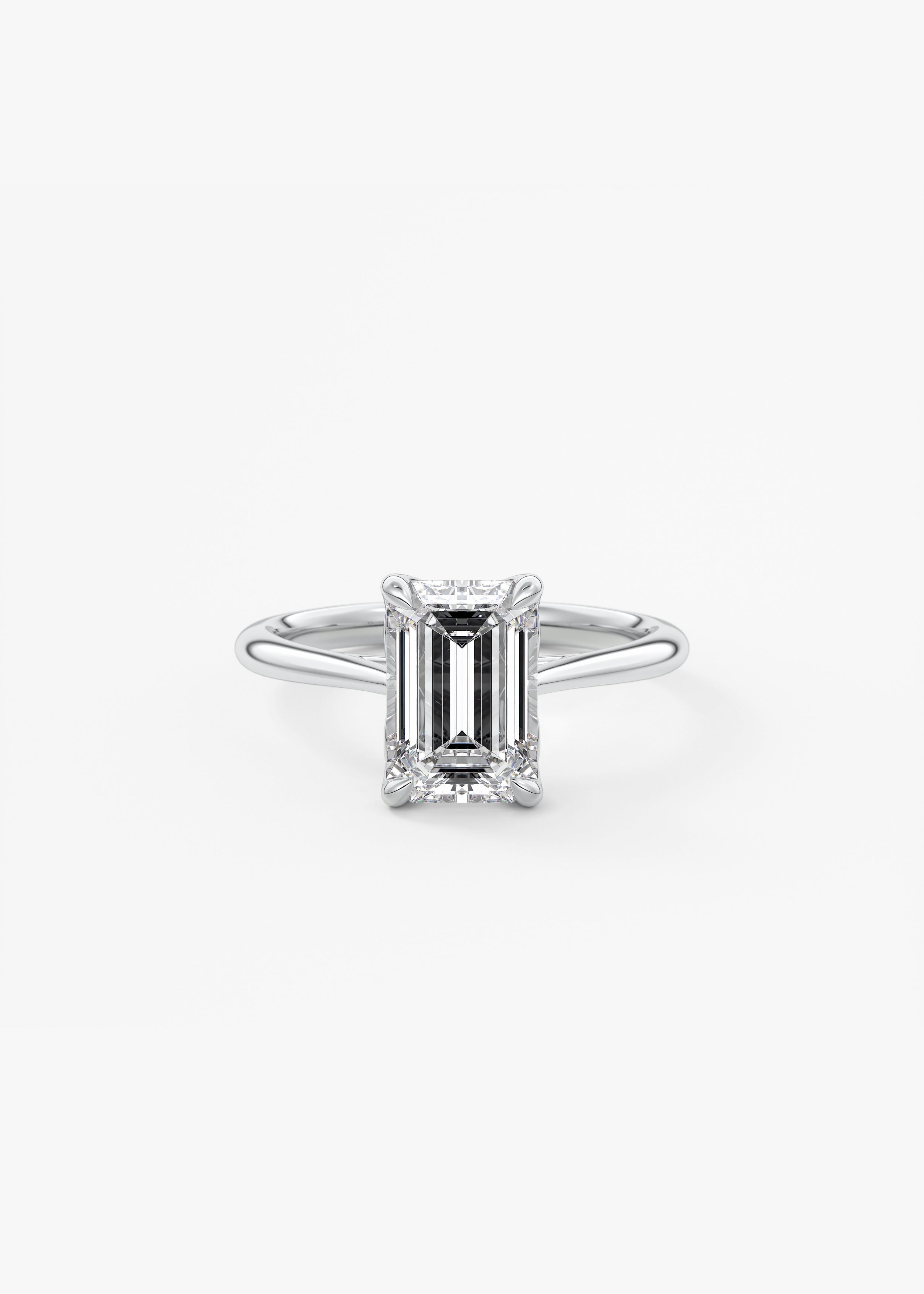 Emerald Solitaire Cathedral Lab Grown Diamond Engagement Ring