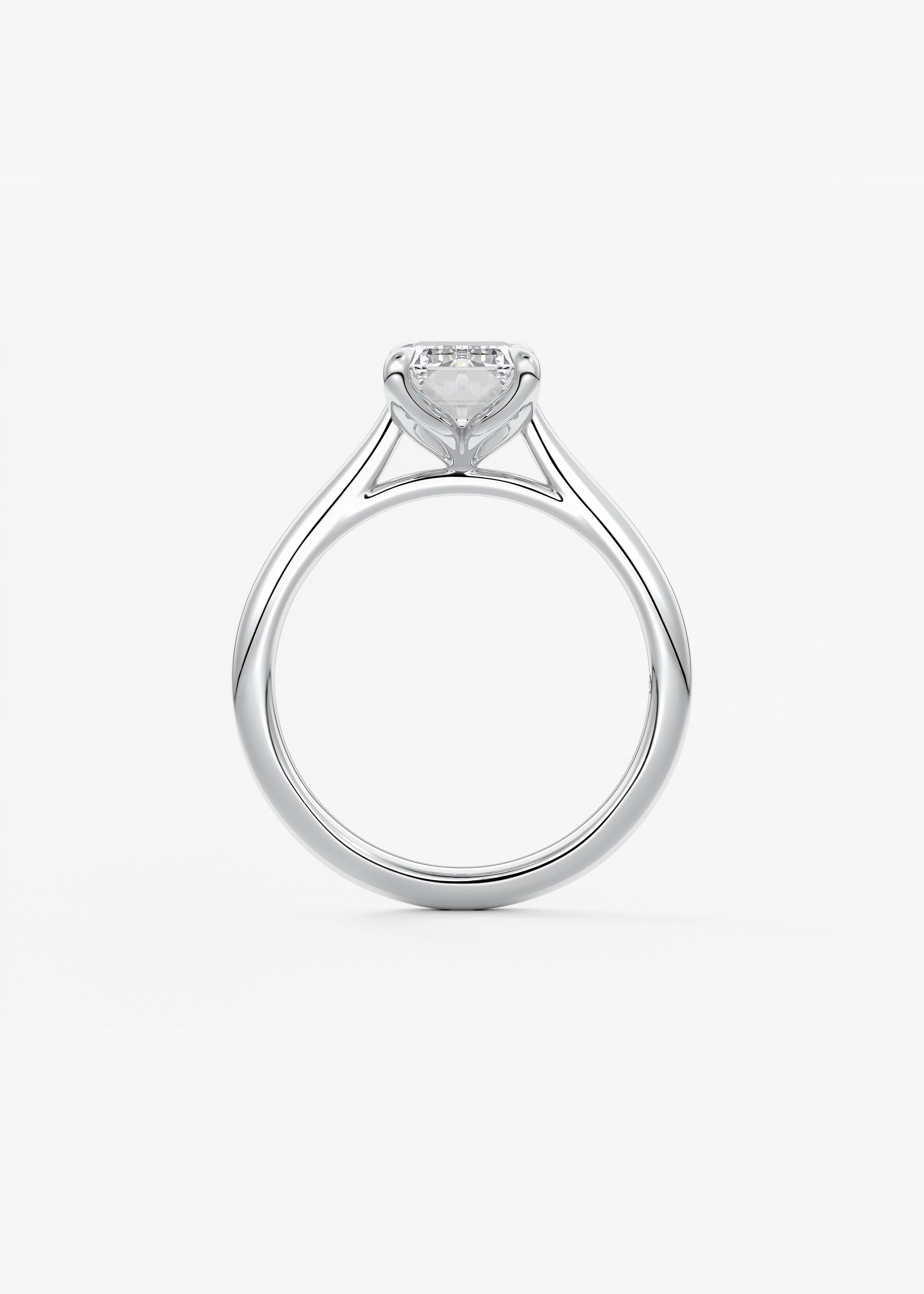 Emerald Solitaire Cathedral Lab Grown Diamond Engagement Ring