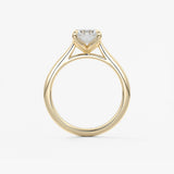 Emerald Solitaire Cathedral Lab Grown Diamond Engagement Ring