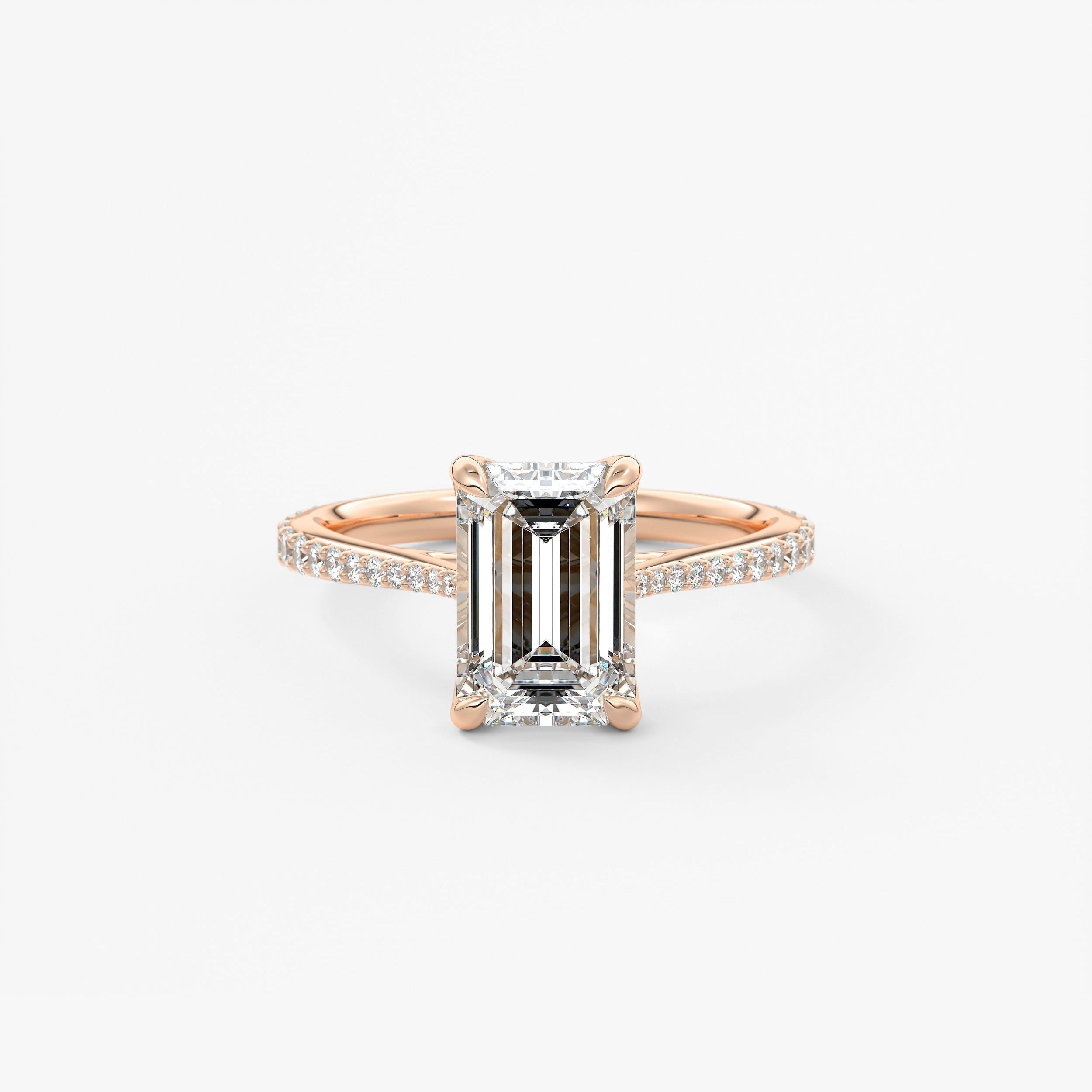 Emerald Pave Cathedral Lab Grown Diamond Engagement Ring