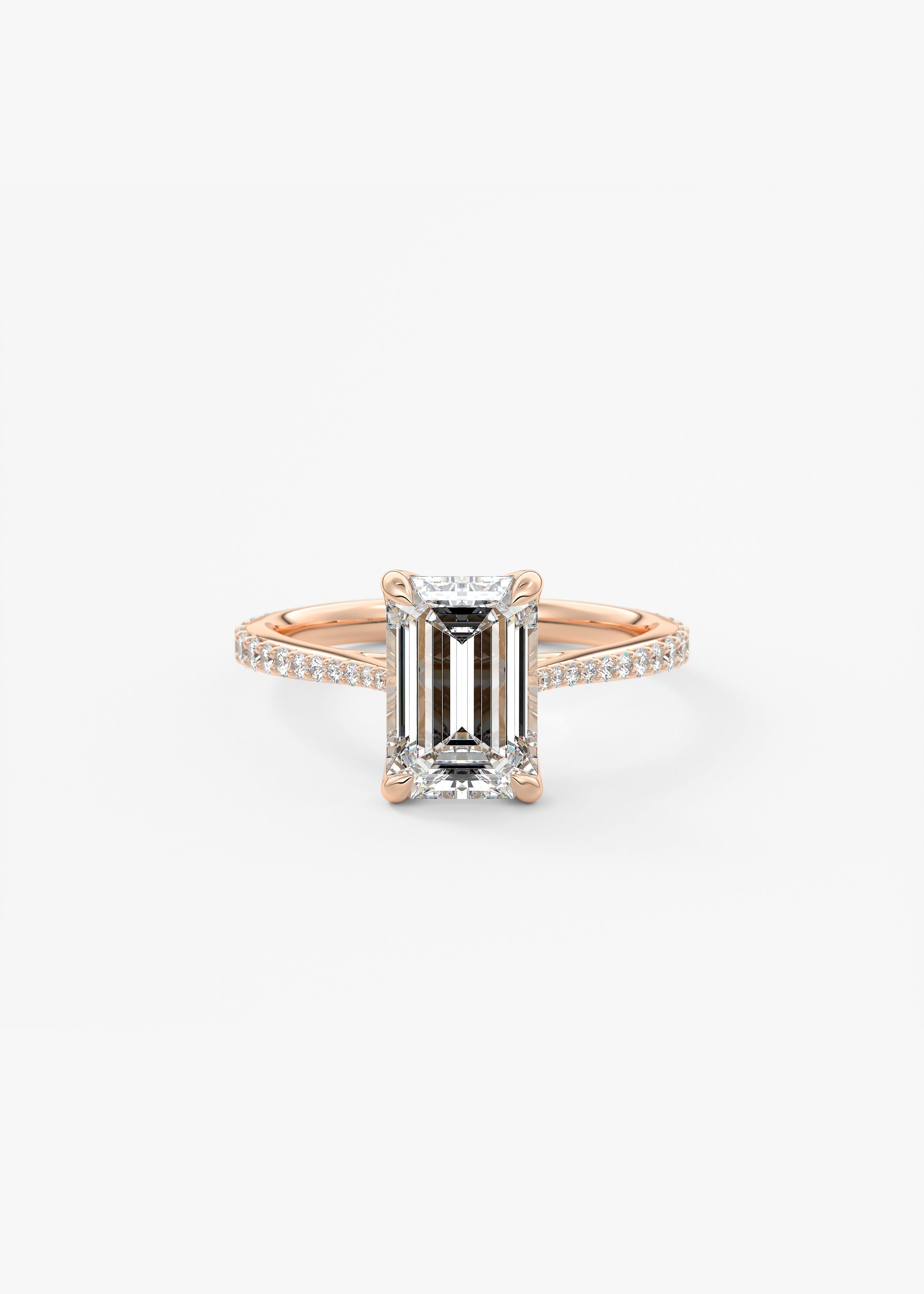 Emerald Pave Cathedral Lab Grown Diamond Engagement Ring