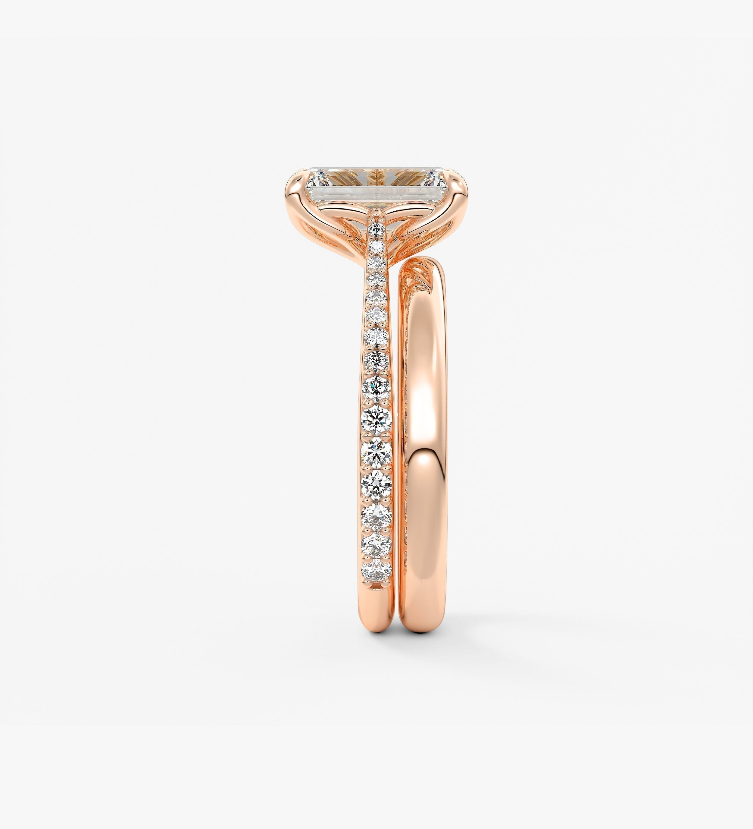 Emerald Pave Cathedral Lab Grown Diamond Engagement Ring