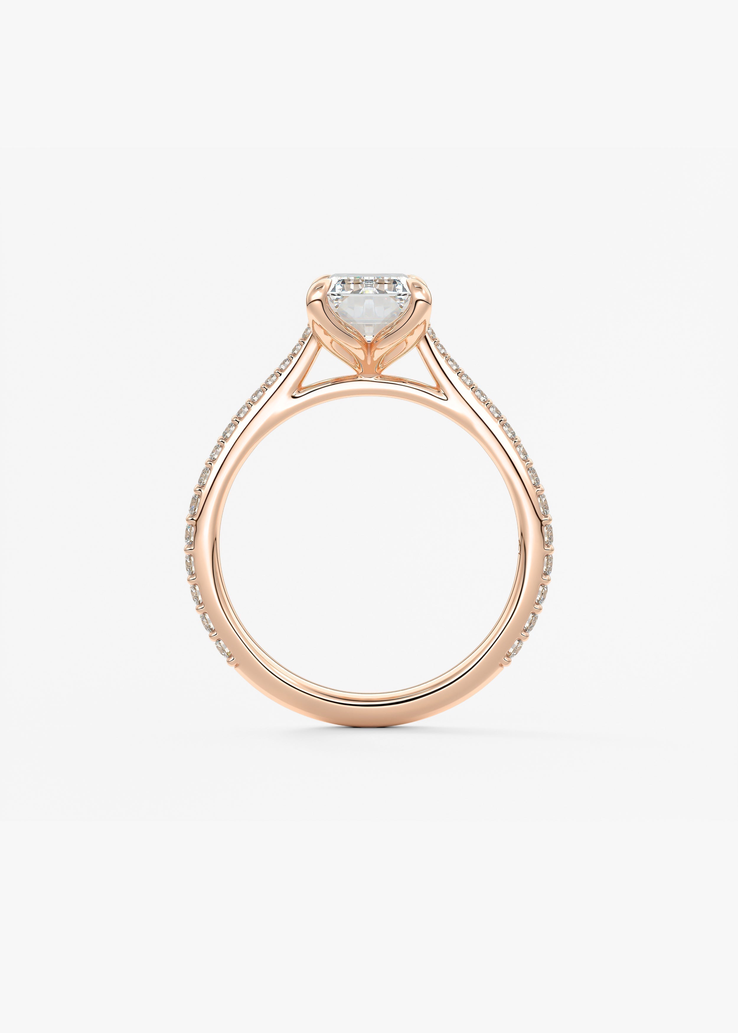 Emerald Pave Cathedral Lab Grown Diamond Engagement Ring