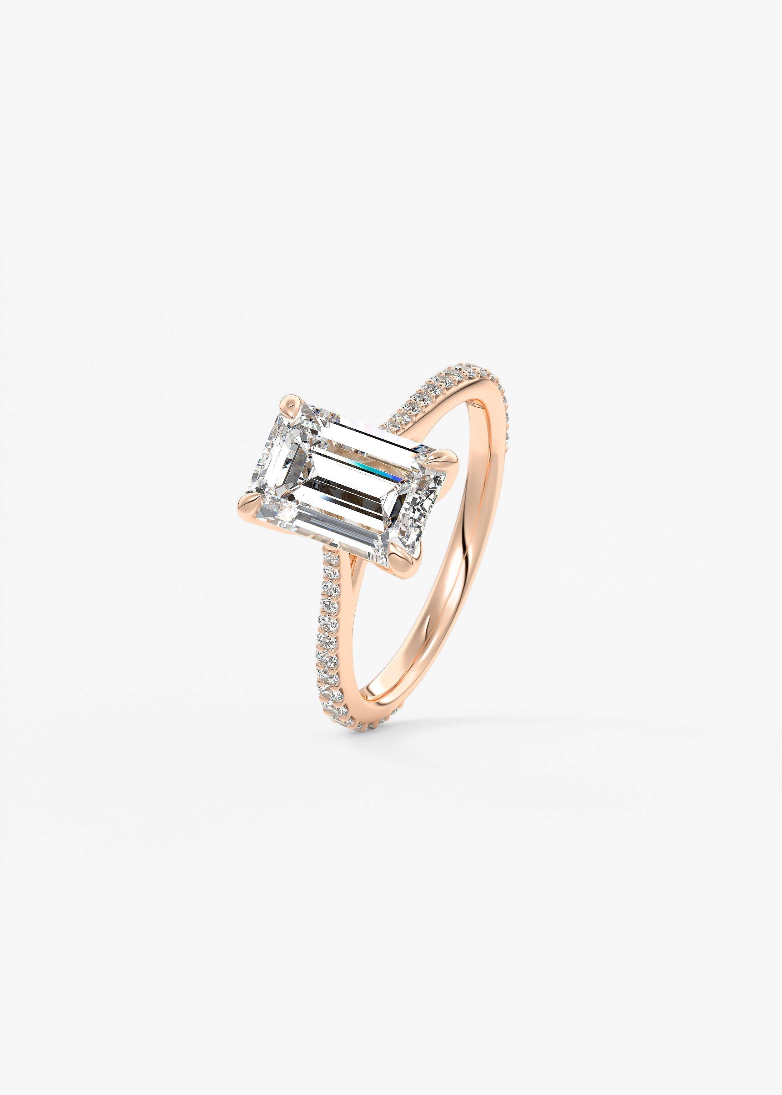Emerald Pave Cathedral Lab Grown Diamond Engagement Ring