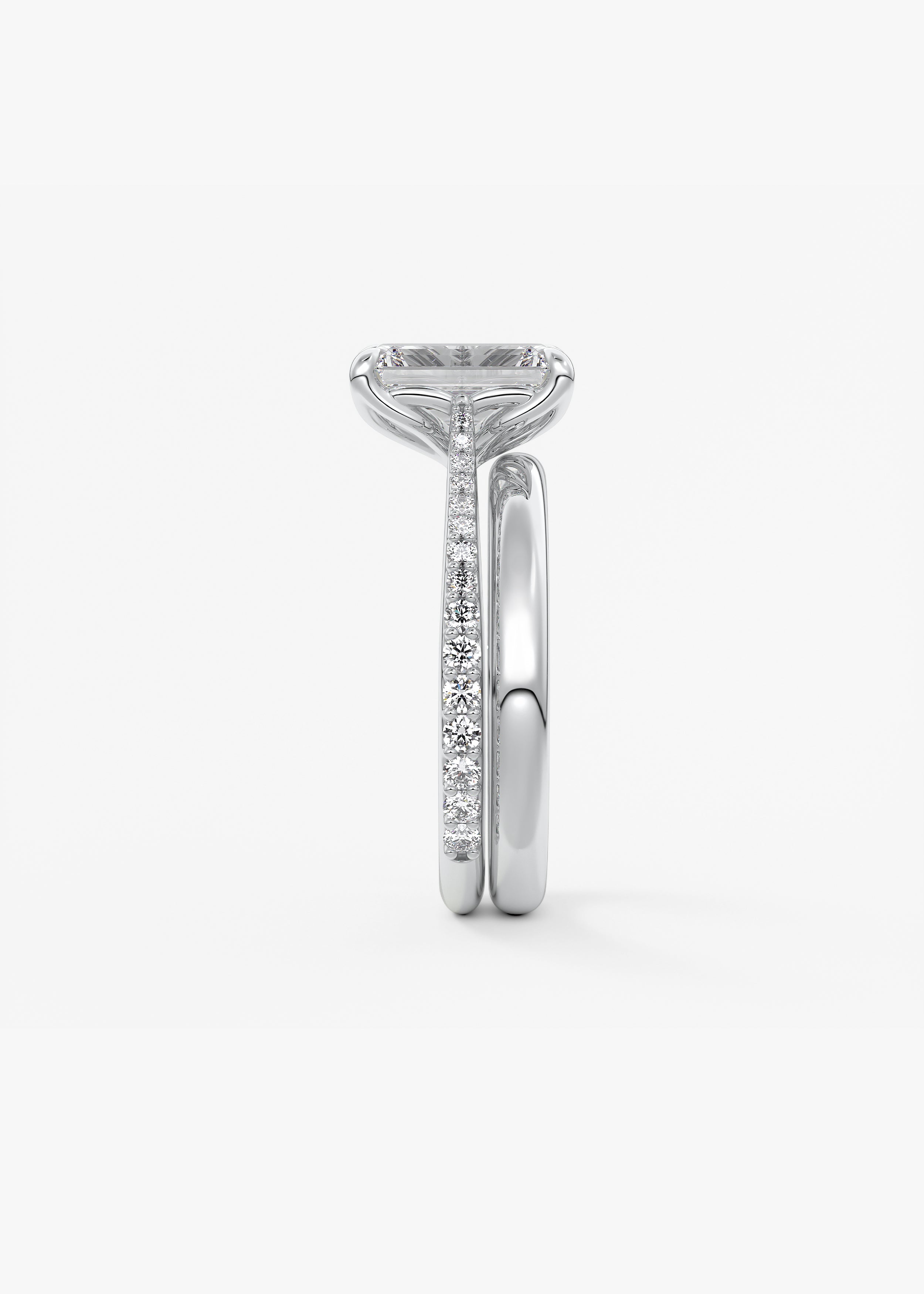Emerald Pave Cathedral Lab Grown Diamond Engagement Ring