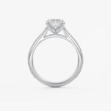 Emerald Pave Cathedral Lab Grown Diamond Engagement Ring