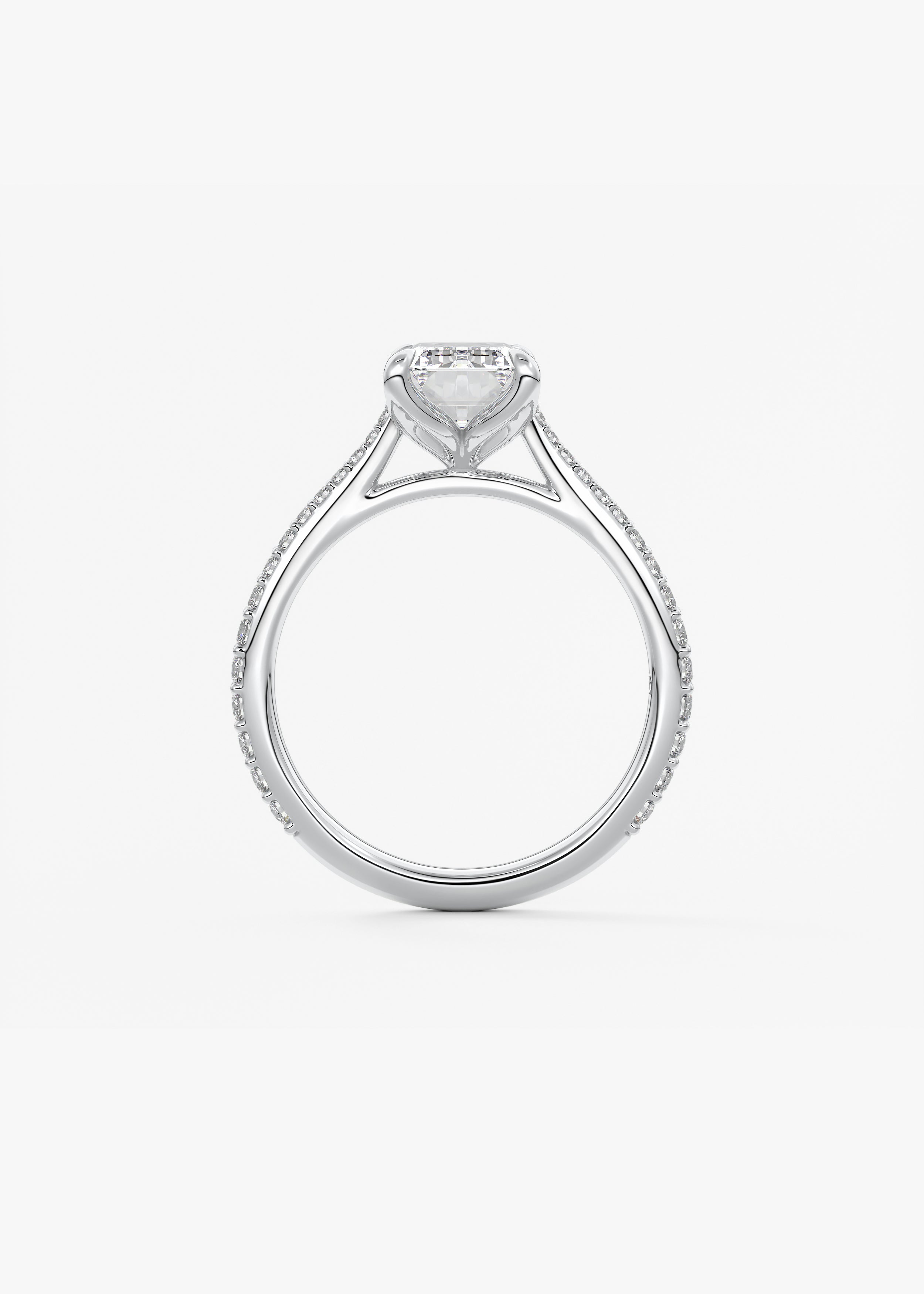 Emerald Pave Cathedral Lab Grown Diamond Engagement Ring