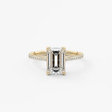 Emerald Pave Cathedral Lab Grown Diamond Engagement Ring