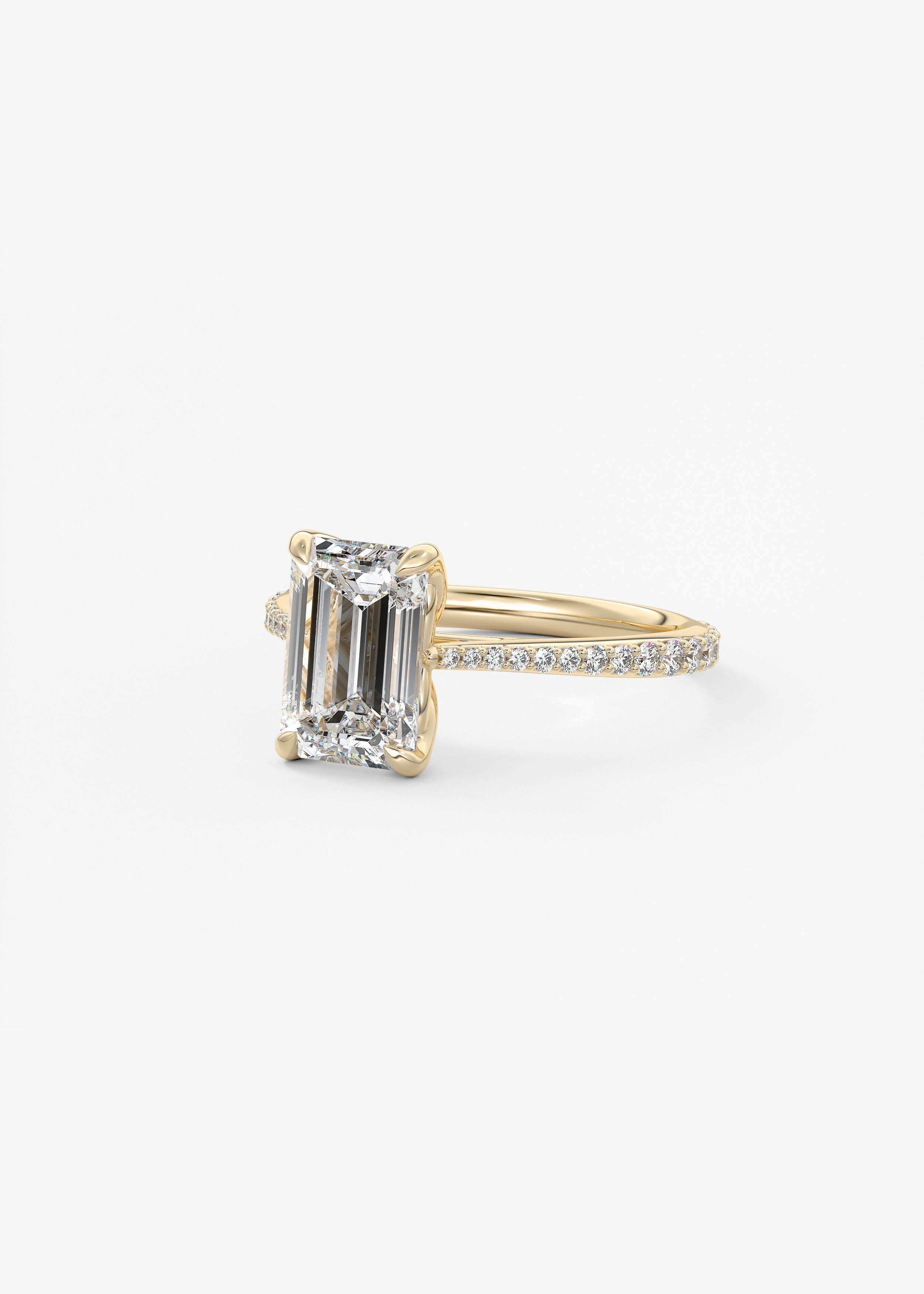 Emerald Pave Cathedral Lab Grown Diamond Engagement Ring