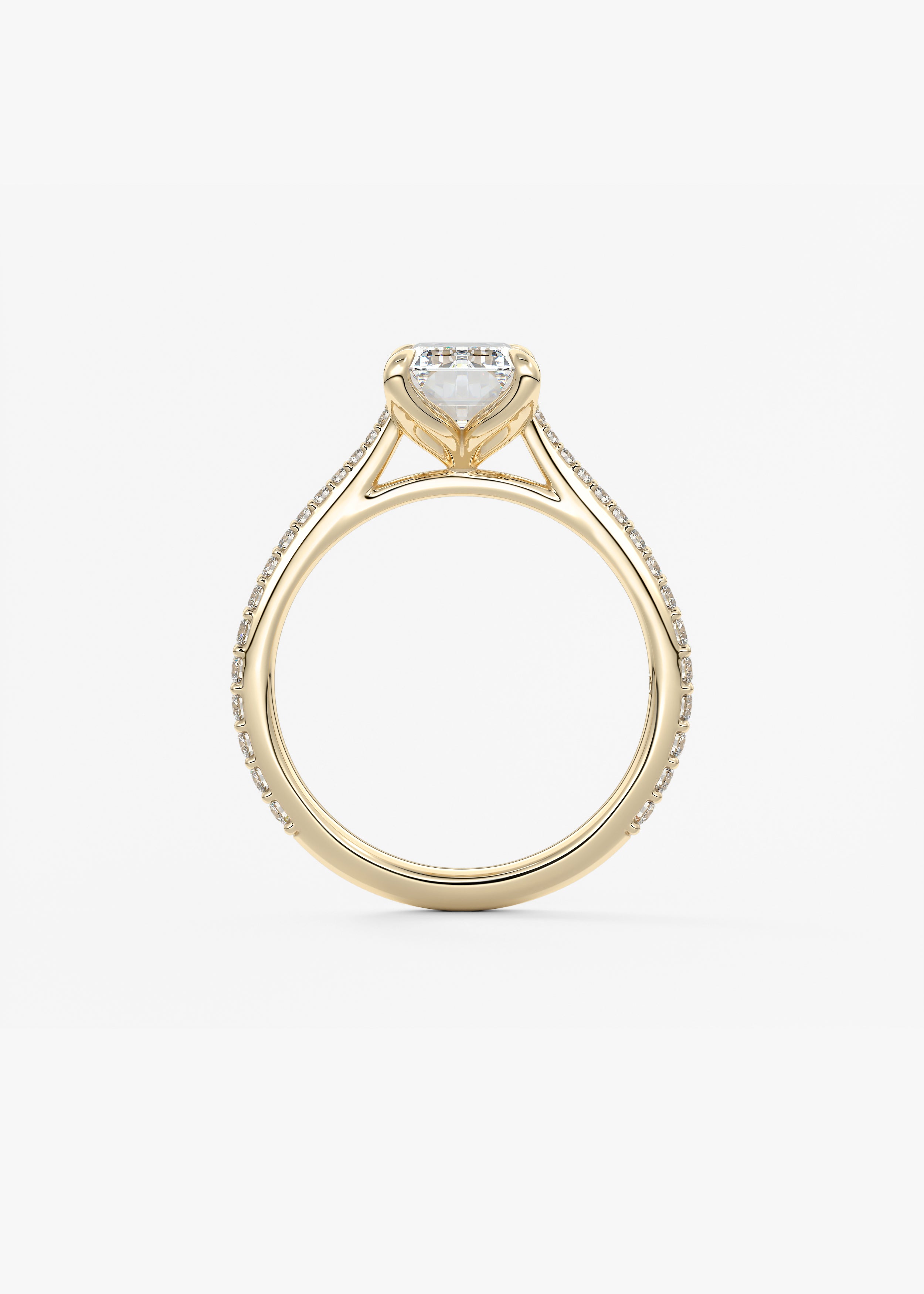 Emerald Pave Cathedral Lab Grown Diamond Engagement Ring
