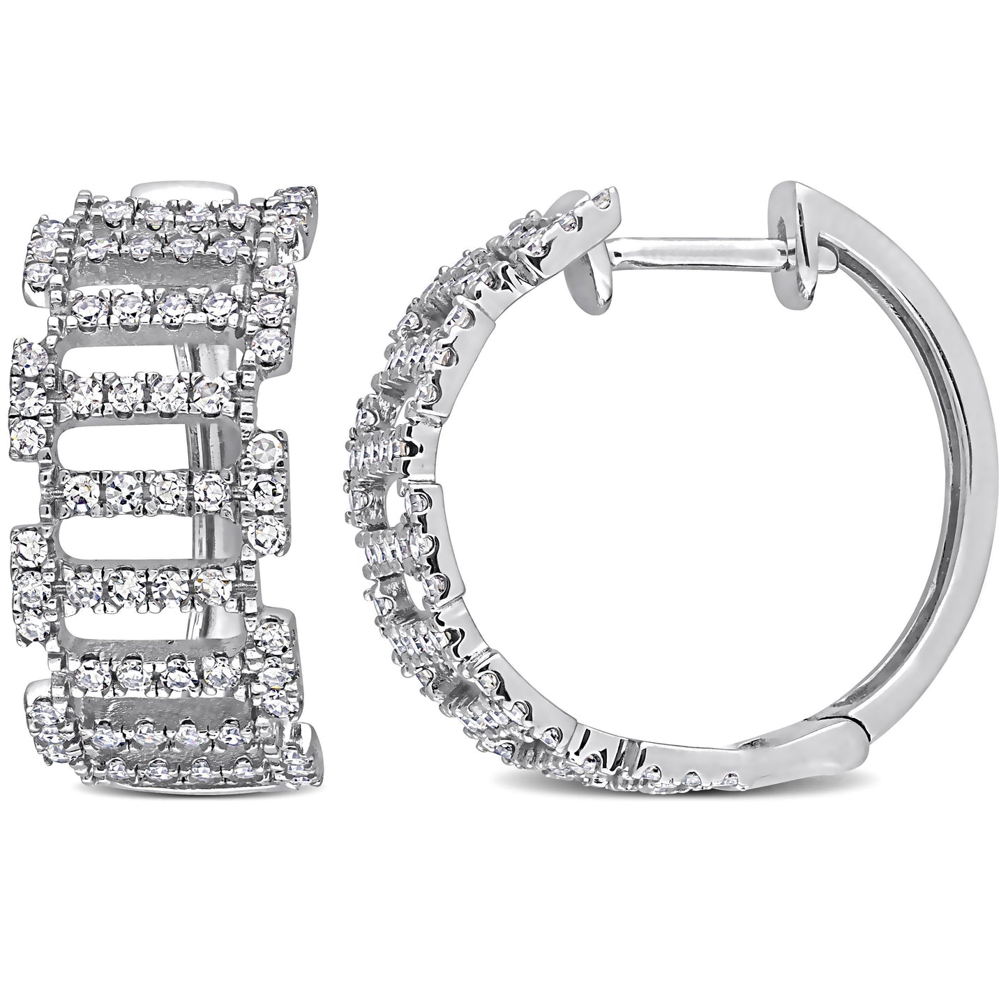 Round Cut Cubic Zirconia in 925 Sterling Silver Earrings 7